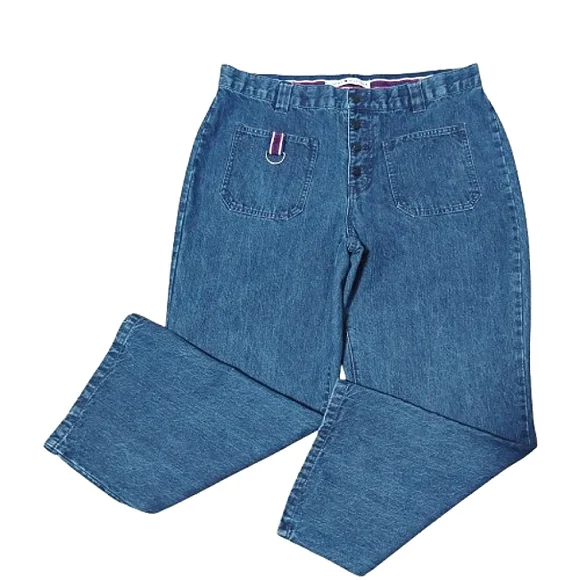 Tommy Hilfiger 90's Button Fly Ankle Sailor Jeans 12 Vintage Y2k Nautical - Picture 7 of 12